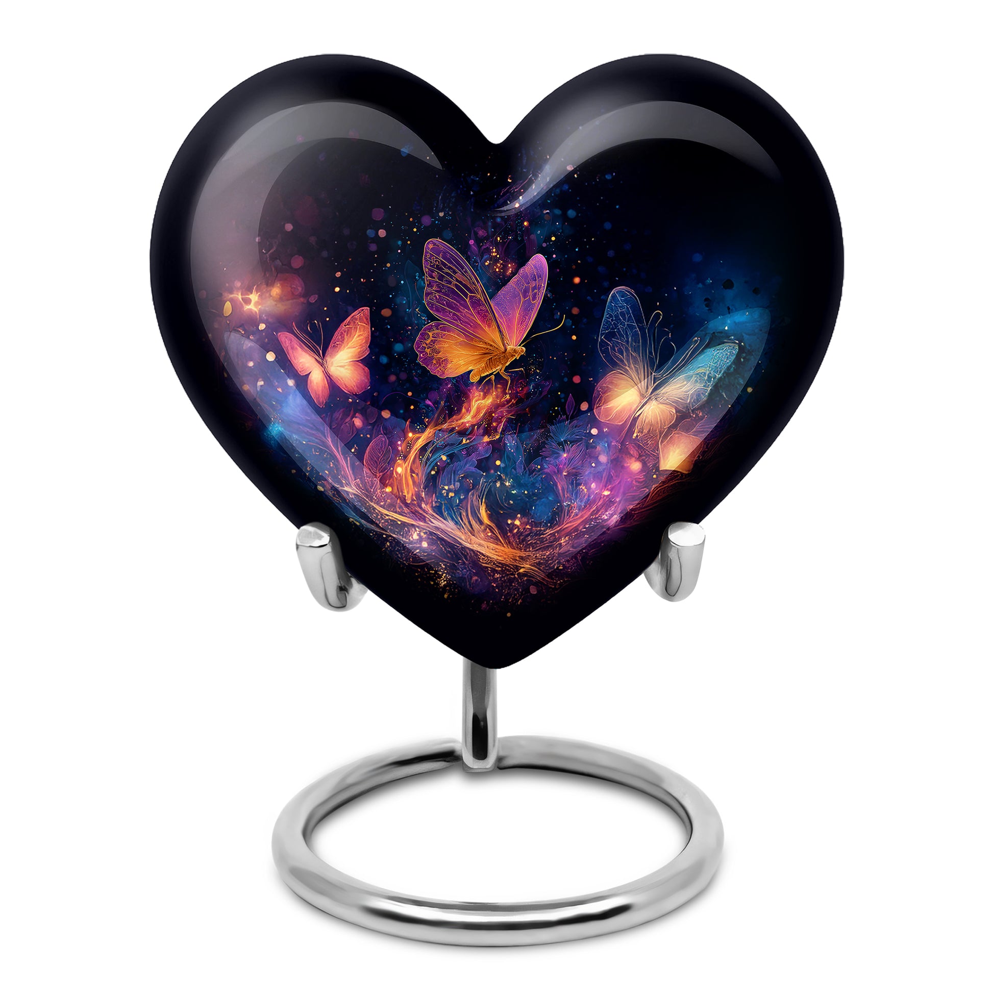 Graceful Black Butterfly Blessing Urn for Human Ashes - 10-inch, 200 cu in - Yatskia