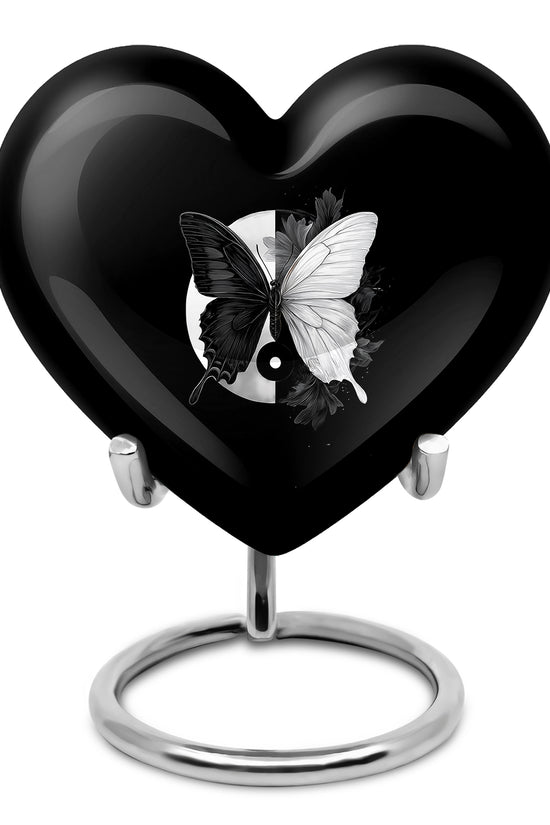 Personalized Butterfly Cremation Urns - Pristine Black 10-inch, 200 cu in - Yatskia
