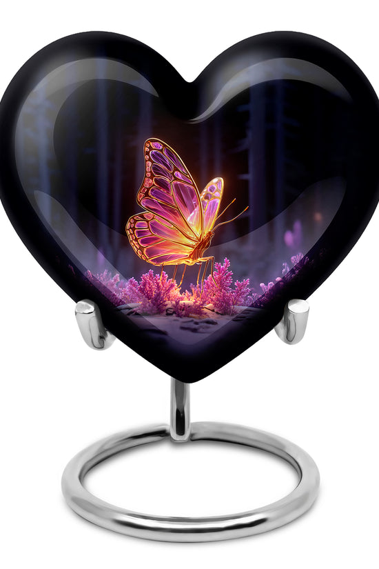 Black Sacred Butterfly Cremation Urns for Human Ashes - 10-inch, 200 cu in - Yatskia