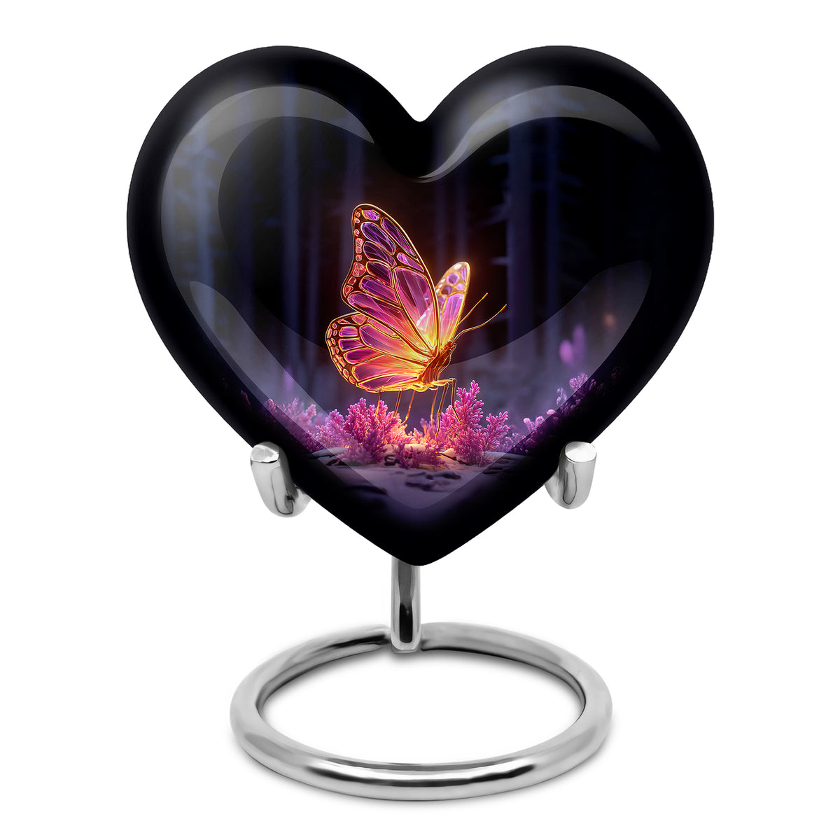 Black Sacred Butterfly Cremation Urns for Human Ashes - 10-inch, 200 cu in - Karyliz