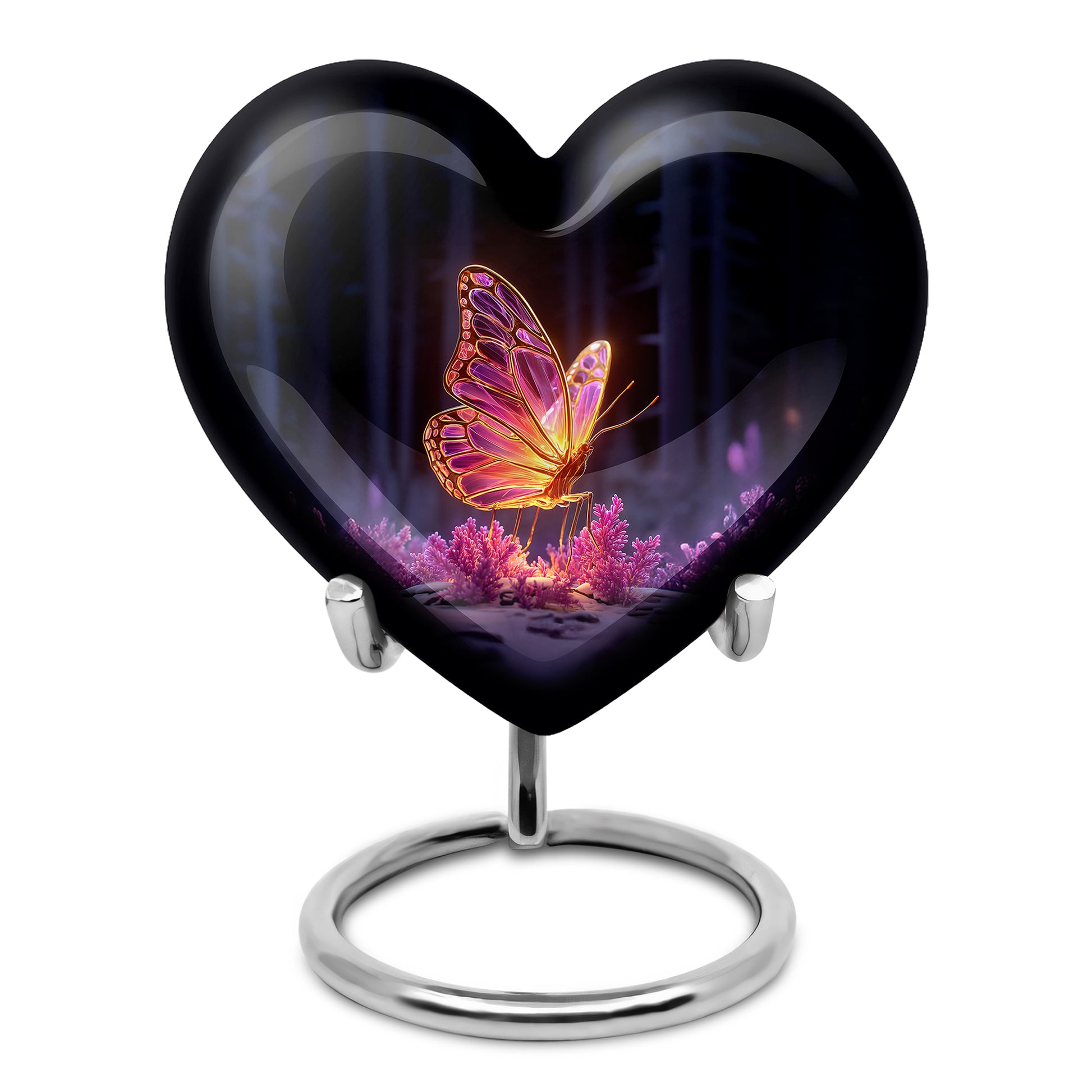 Black Sacred Butterfly Cremation Urns for Human Ashes - 10-inch, 200 cu in - Yatskia
