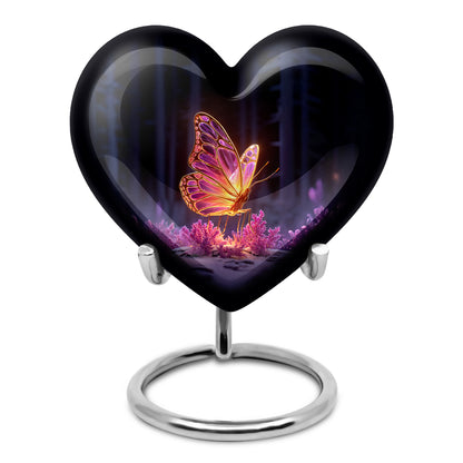 Black Sacred Butterfly Cremation Urns for Human Ashes - 10-inch, 200 cu in - Karyliz