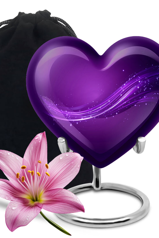 Stylish Purple Cremation Urn With Sparkle Swirl – Unique Urn For Ashes