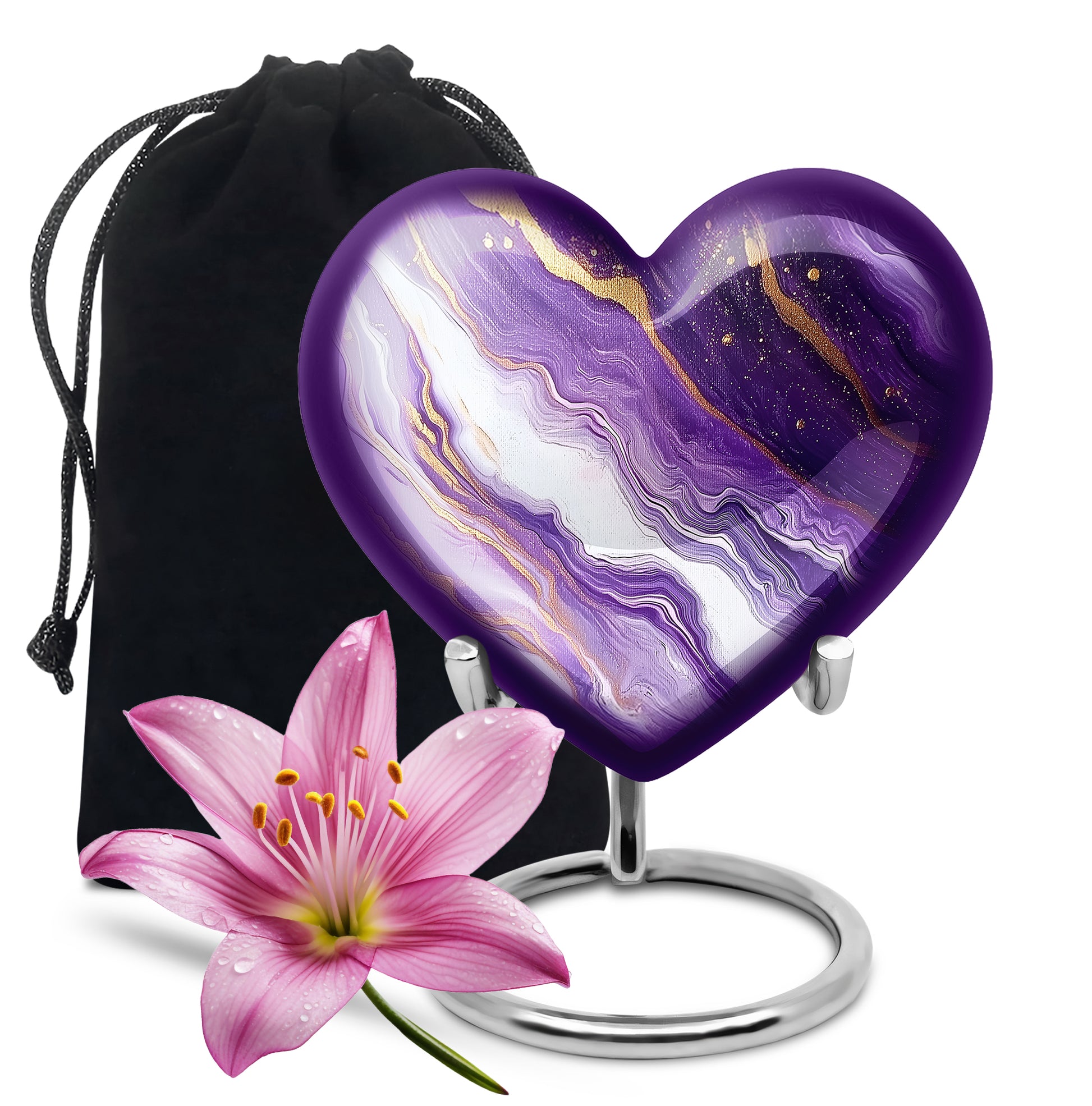 Beautiful Purple Marble Urn for Ashes – Durable Aluminum Memorial Urn