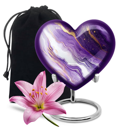 Beautiful Purple Marble Urn for Ashes – Durable Aluminum Memorial Urn