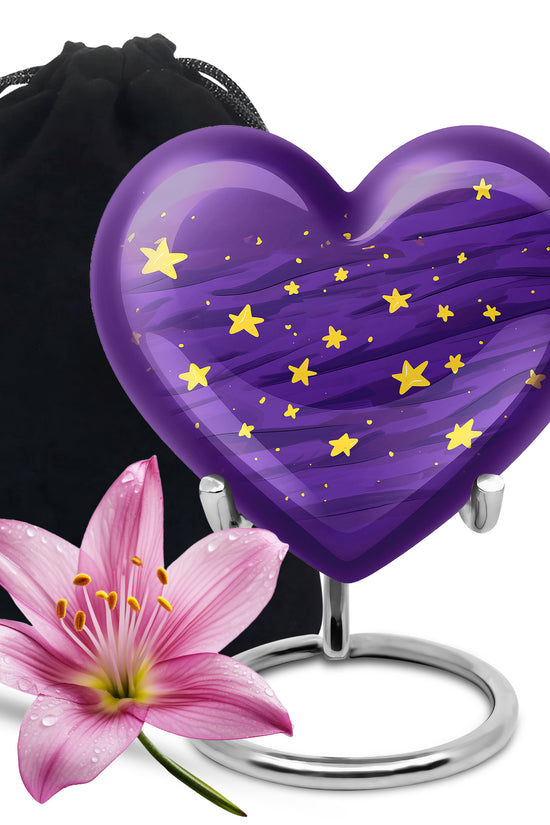 Celestial Galaxy Urn for Ashes – Purple Star Themed Memorial Urn