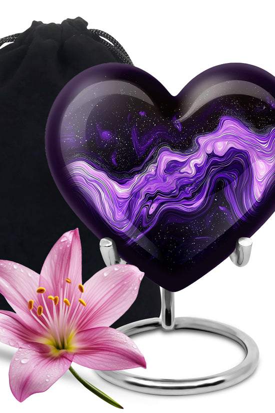 Premium Purple Swirl Cremation Urn - Beautiful Memorial Ashes Container