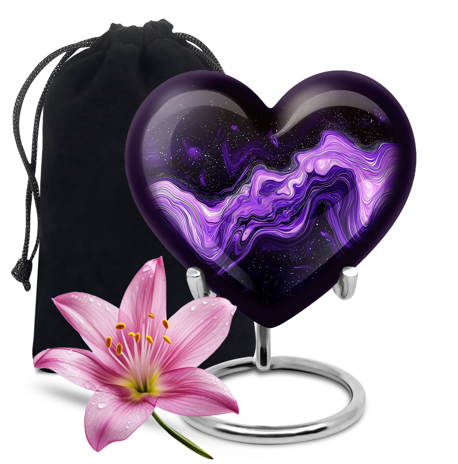Premium Purple Swirl Cremation Urn - Beautiful Memorial Ashes Container