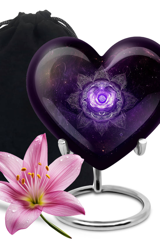 Decorative Purple Cosmic Urn – Mandala Design Urn for Human Ashes