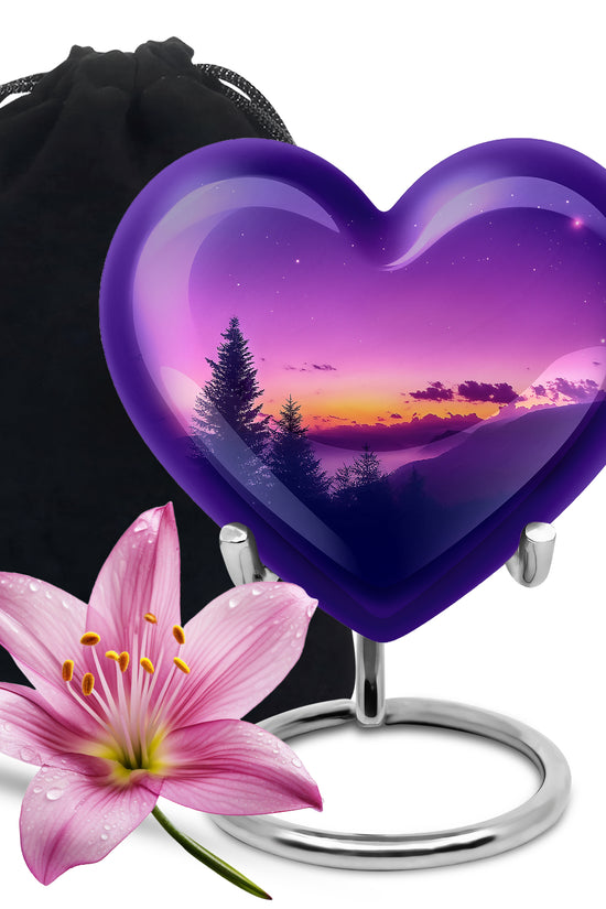Premium Cremation Urn with Sunset Landscape – Unique Decor Urns