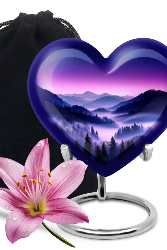 Purple Night Mountain Scenic Urn - Unique Decorative Urns For Ashes