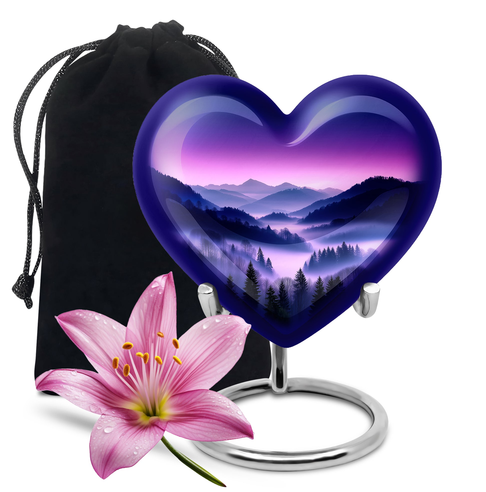 Purple Night Mountain Scenic Urn - Unique Decorative Urns For Ashes