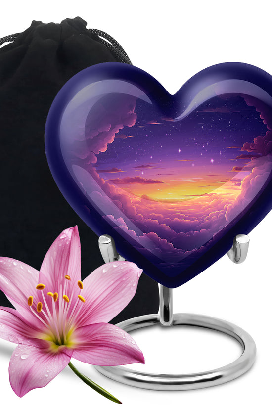 Elegant Purple Sunset Scenic Urn - Beautiful Decorative Cremation Urn
