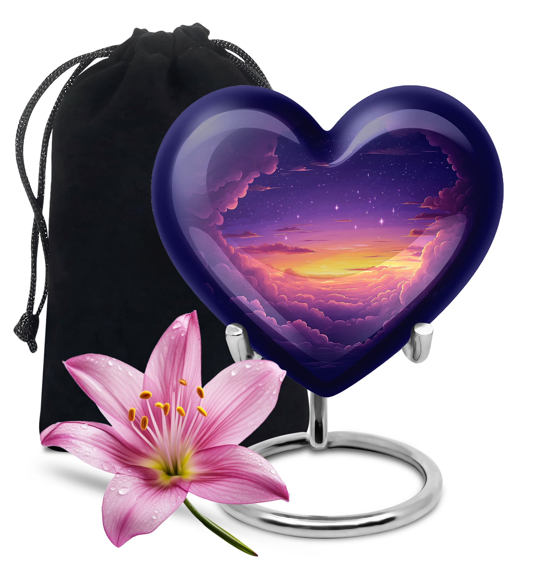 Elegant Purple Sunset Scenic Urn - Beautiful Decorative Cremation Urn