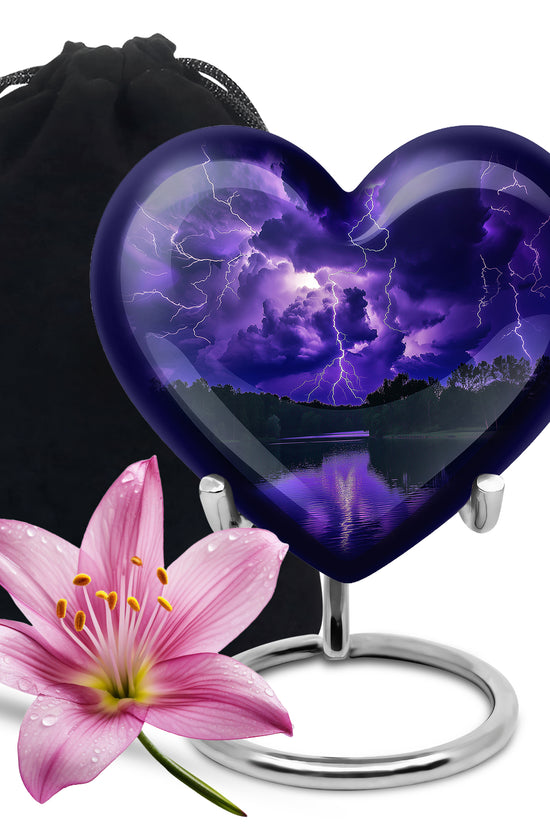 Purple Night Thunderstorm Scenic Urn - Unique Decor Urns For Ashes