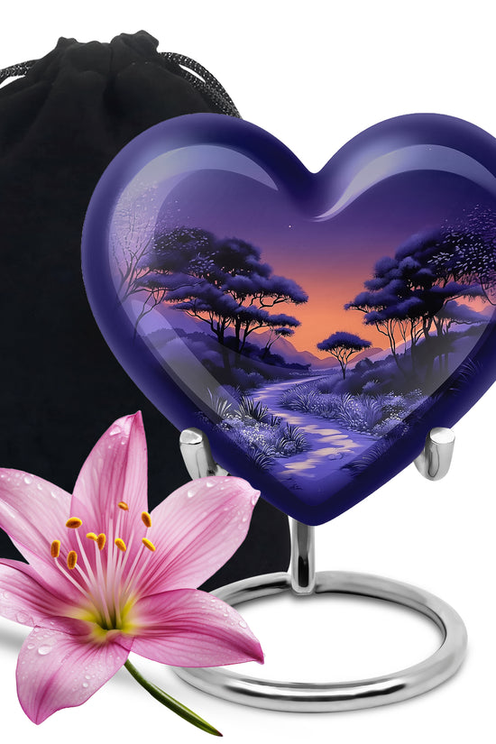 Premium Purple Sunset Memorial Urn - Personalized Decor Urns For Ashes