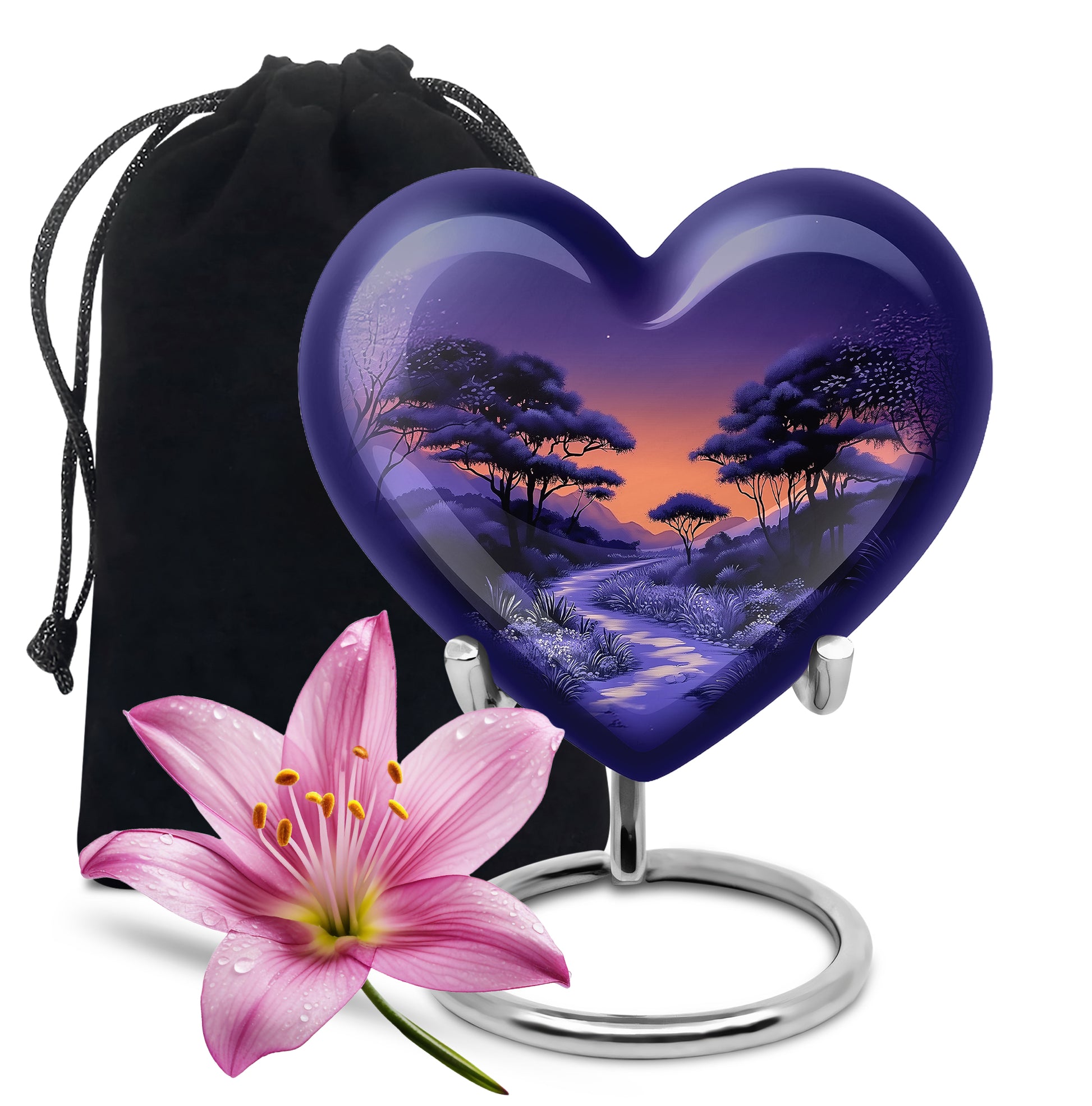 Premium Purple Sunset Memorial Urn - Personalized Decor Urns For Ashes