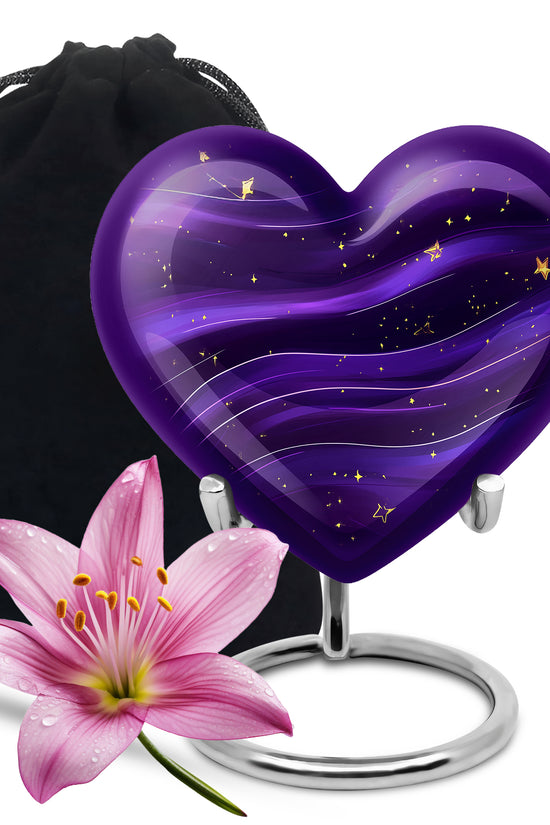 Purple Galaxy Cremation Urn - Beautiful Decorative Urns For Women Ashes