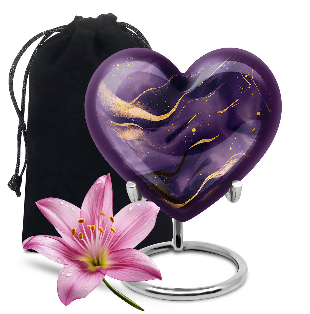 Handcrafted Purple Marble Cremation Urn – Decorative Memorial Keepsake