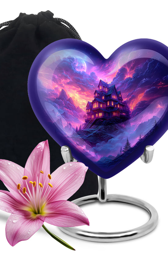 Fantasy Castle Cremation Urn – Blue Artistic Memorial Urn For Ashes