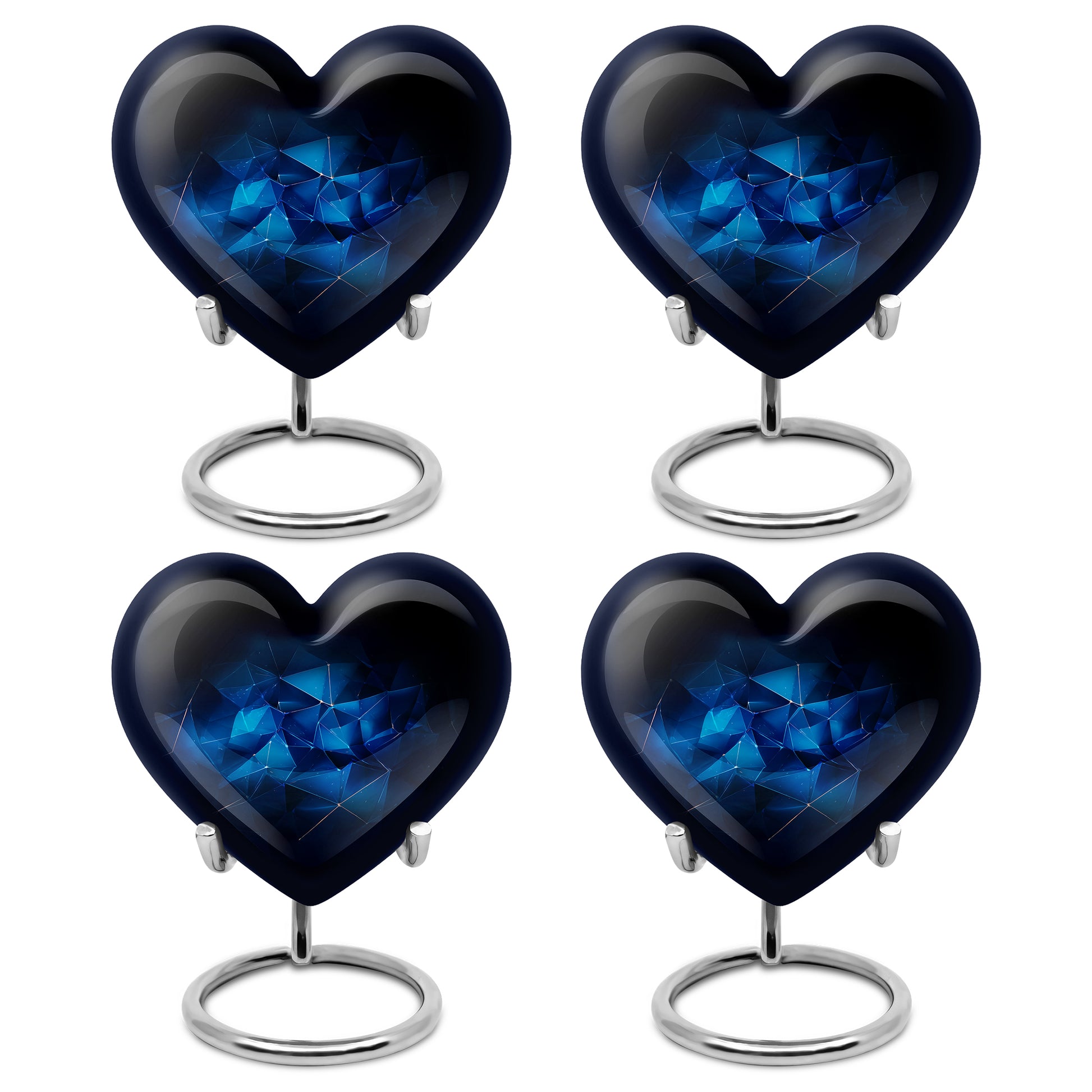 Calming Blue Blue Cremation Urn front view showing detailed design - compassionate heart-blue combination with gentle curves - mini keepsake memorial for portion of cremation ashes