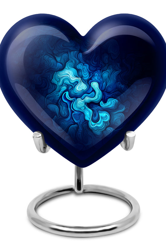 Personalized Blue Cremation Urns - Tranquil Blue 10-inch, 200 cu in - Karyliz