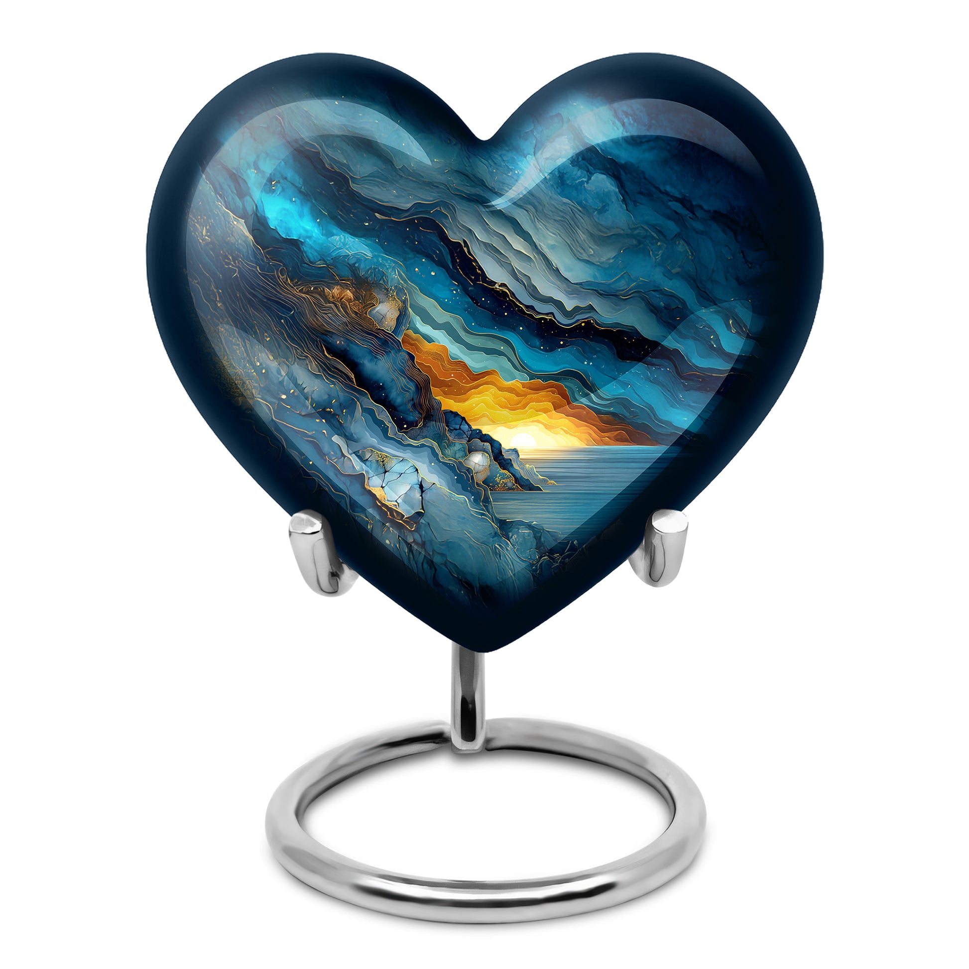 Personalized Magnificent Blue Cremation Urns - Blue 10-inch, 200 cu in - Karyliz