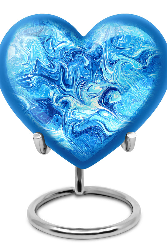 Personalized Blue Steadfast Blue Cremation Urns for Human Ashes - 10-inch, 200 cu in - Karyliz