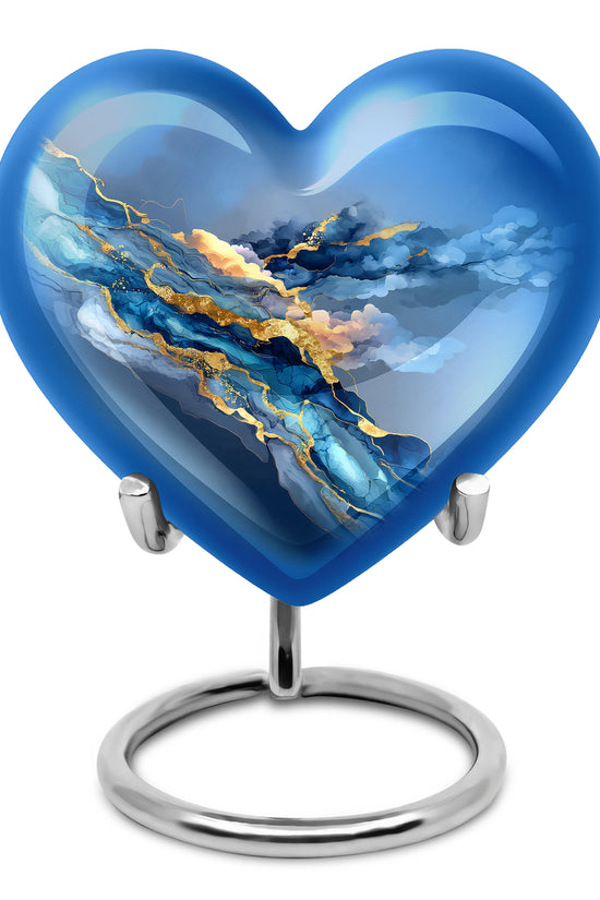 Graceful Blue Blue Sanctuary Urn for Human Ashes - 10-inch, 200 cu in - Karyliz