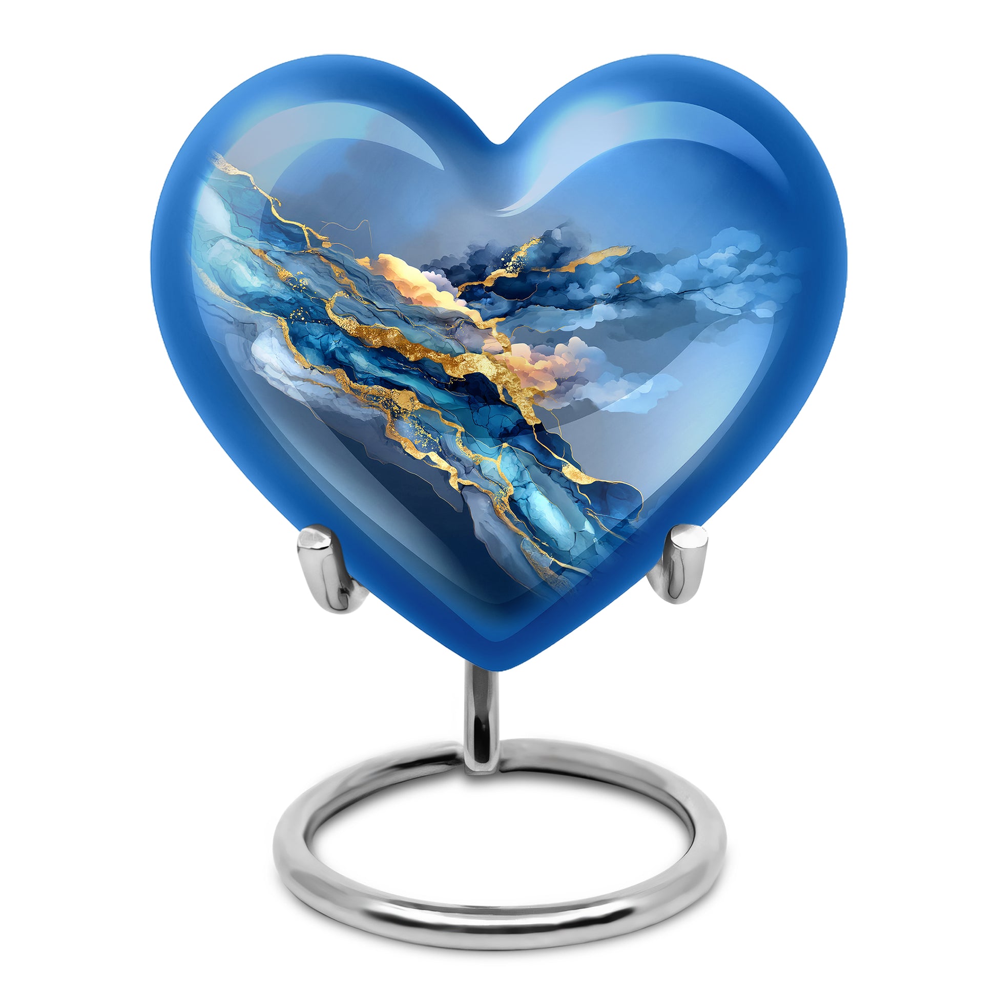Graceful Blue Blue Sanctuary Urn for Human Ashes - 10-inch, 200 cu in - Karyliz