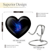 Bright Blue Blue Cremation Urn front view showing detailed design - compassionate heart-blue combination with gentle curves - mini keepsake memorial for portion of cremation ashes