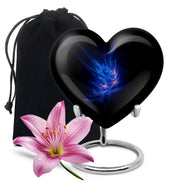Pastel Blue Blue Cremation Urn detail view - heart-shaped blue design symbolizing eternal love - full-size 10 inch 200 cubic inch adult cremation urn