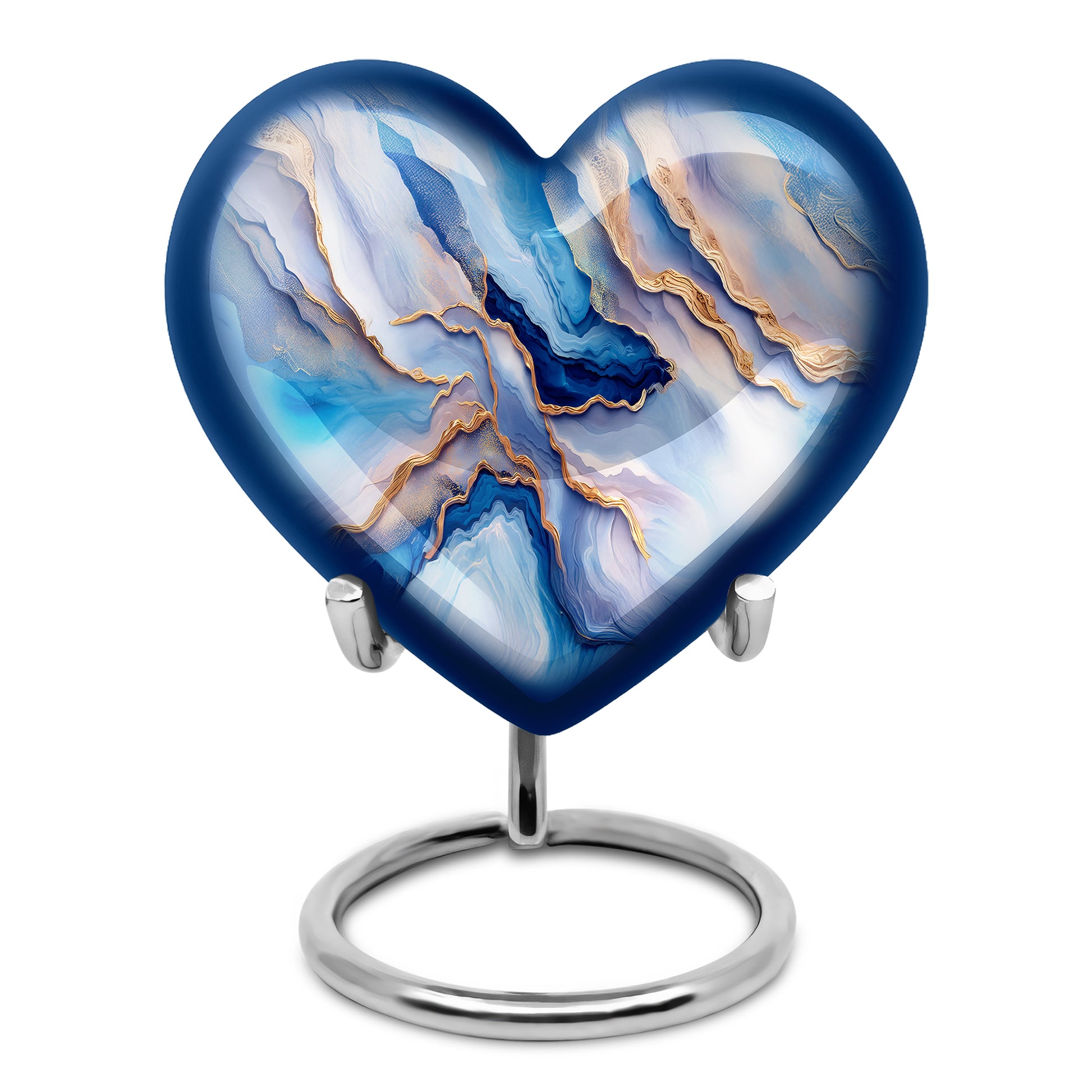Blue Resounding Blue Memorial Urn for Ashes - 10-inch, 200 cu in - Karyliz