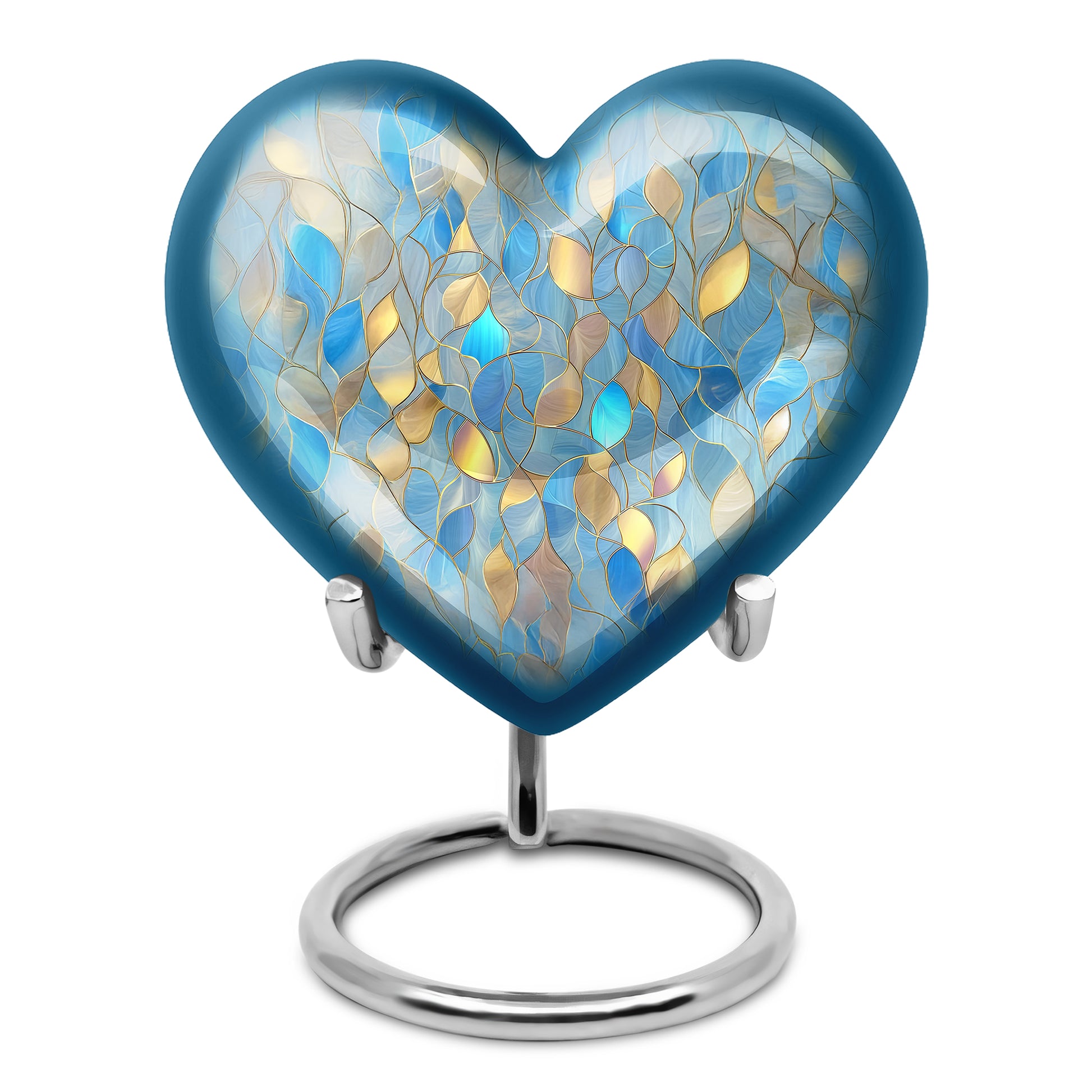 Personalized Elegant Blue Cremation Urns - Blue 10-inch, 200 cu in - Karyliz