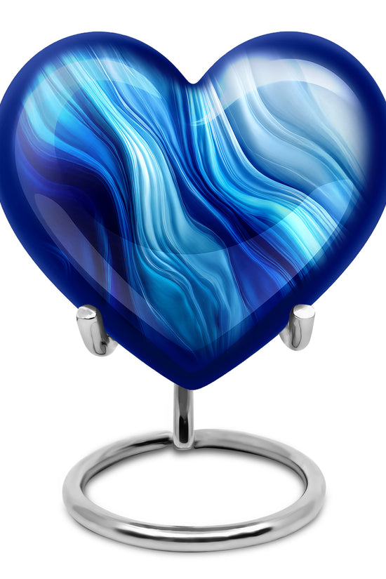 Personalized Blue Steadfast Blue Cremation Urns for Human Ashes - 10-inch, 200 cu in - Karyliz