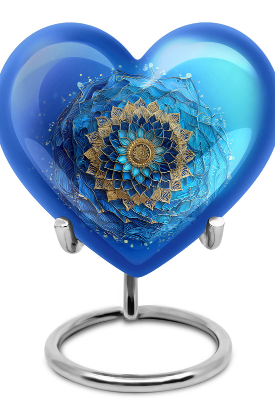 Radiant Blue Memorial Cremation Urns - Teal 10-inch, 200 cu in - Karyliz