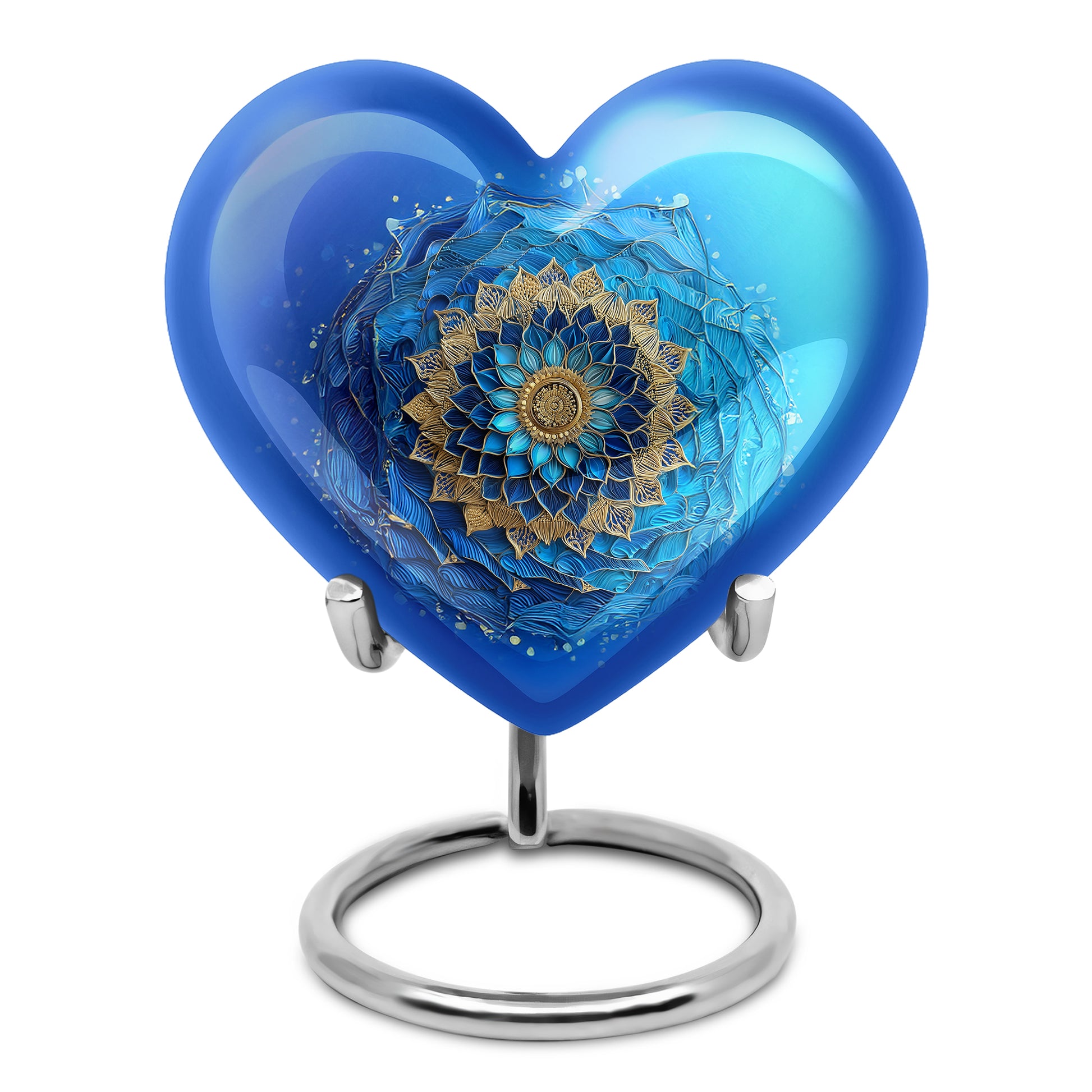Radiant Blue Memorial Cremation Urns - Teal 10-inch, 200 cu in - Karyliz