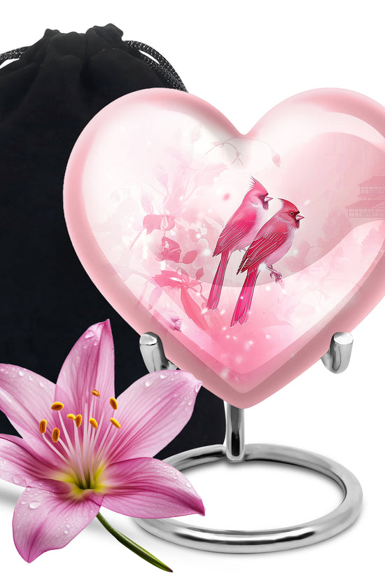 Artistic Cardinal Bird Cremation Urn For Women - Large Urn For Female