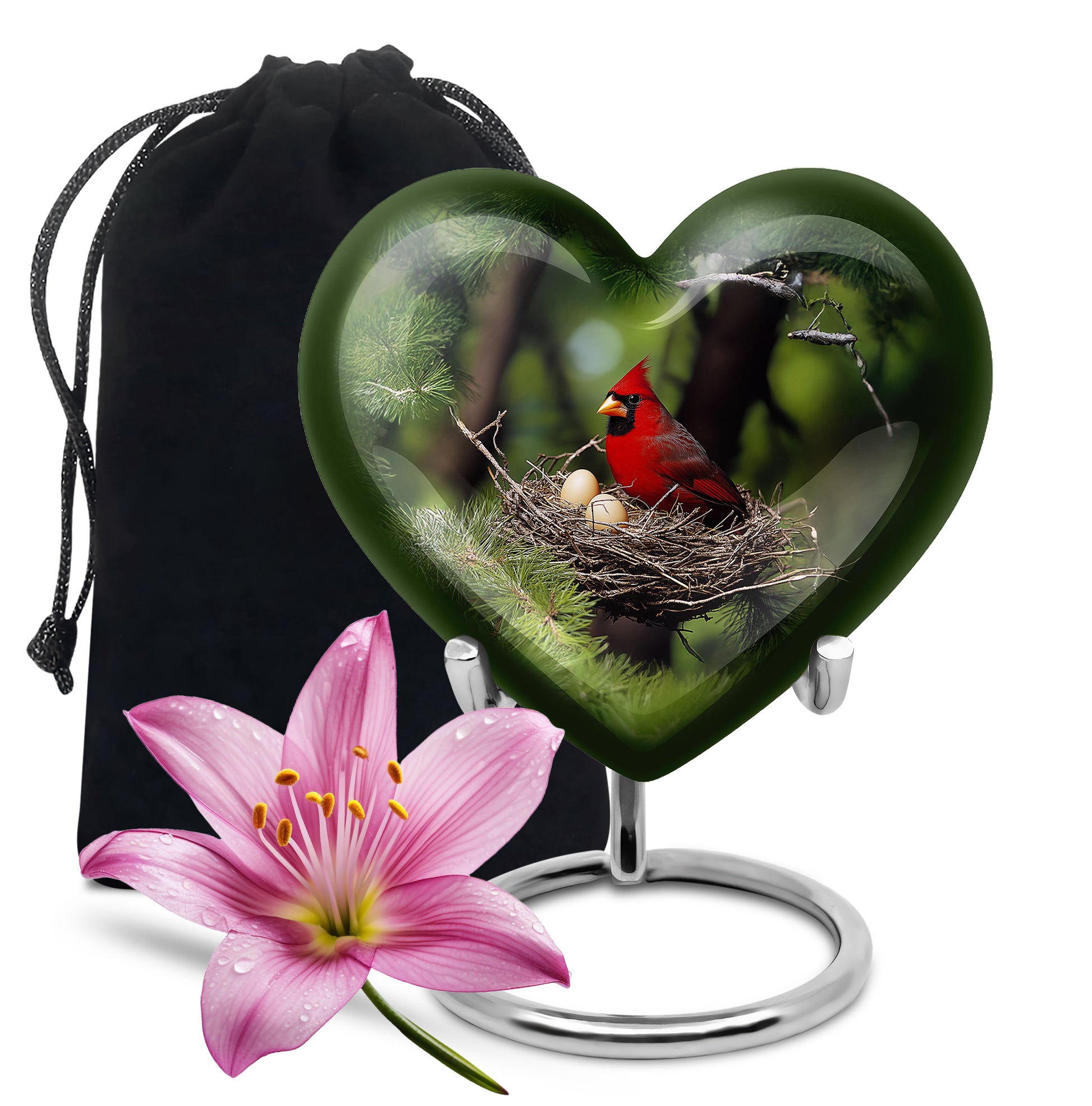 Cardinal Bird Memorial Urn For Ashes - Bird Nest Cremation Urn For Ashes