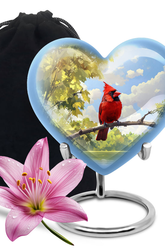 Cardinal Bird Cremation Urn - Nature Funeral Urn For Human Ashes
