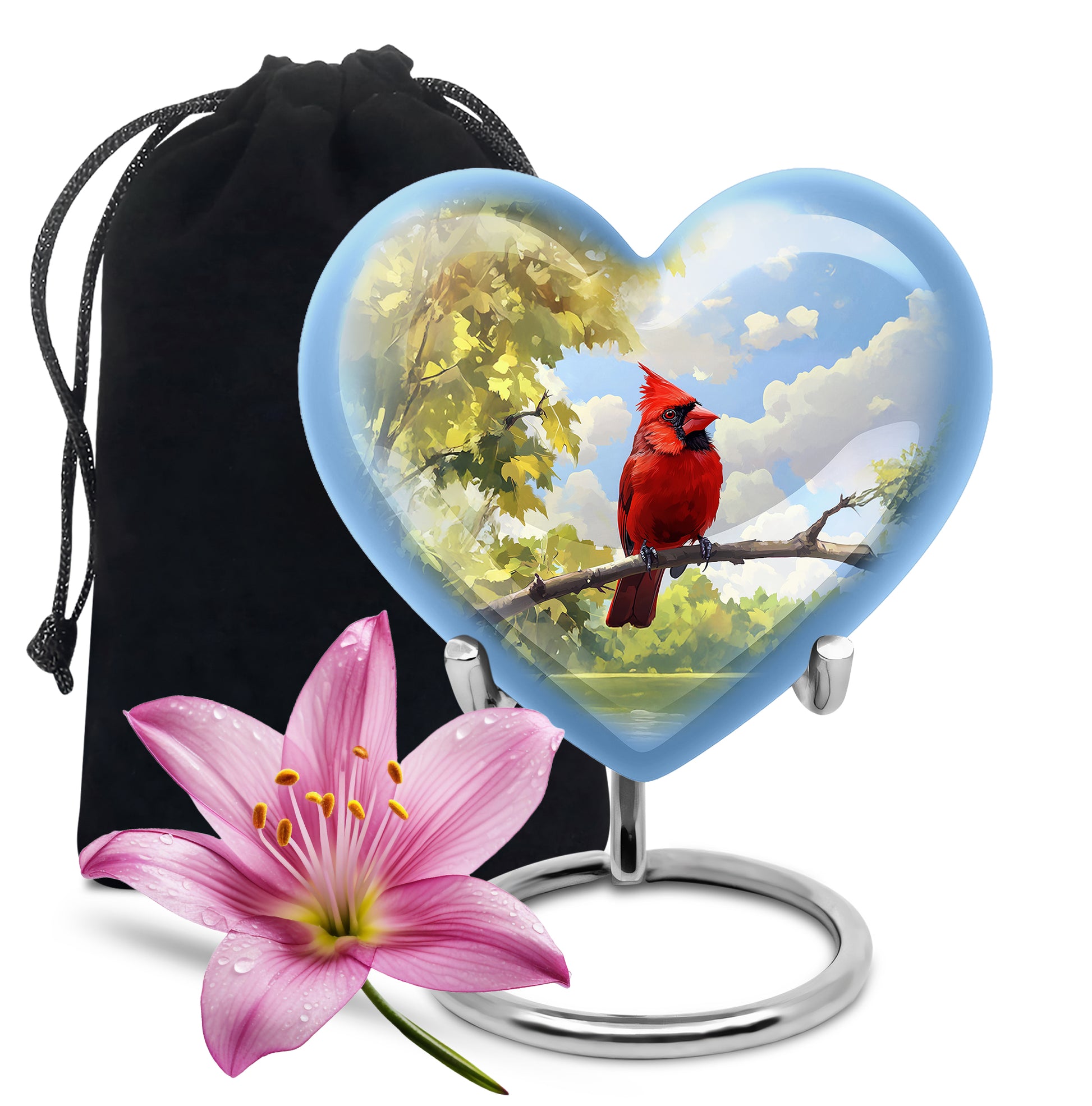 Cardinal Bird Cremation Urn - Nature Funeral Urn For Human Ashes