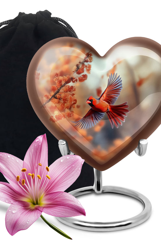 Flying Cardinal Memorial Urn - Beautiful Nature Urn For Loved Ones