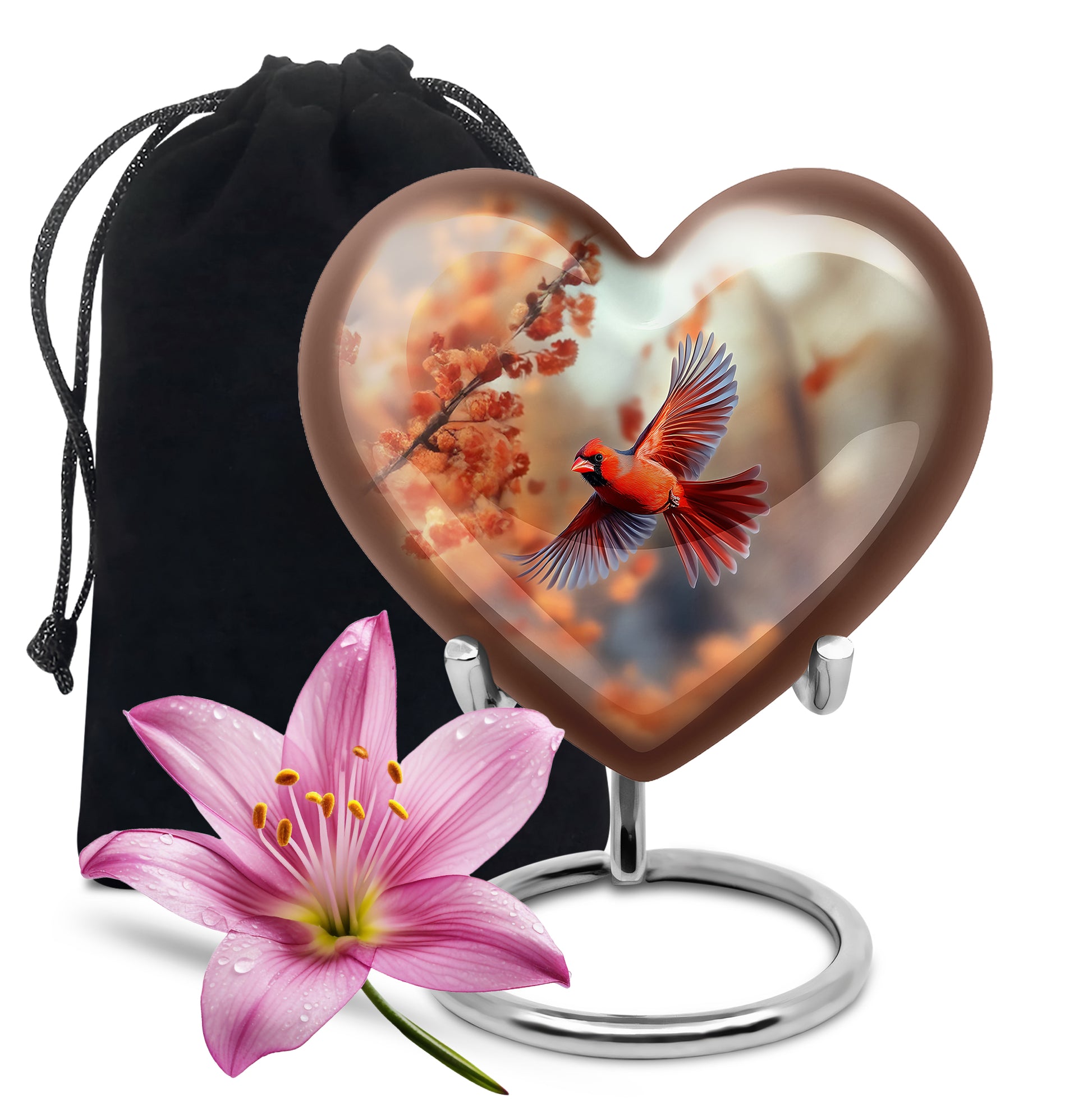 Flying Cardinal Memorial Urn - Beautiful Nature Urn For Loved Ones