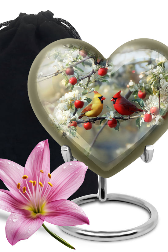 Loved Birds Memorial Urn - Cardinal Bird Cramtion Urn For Couple