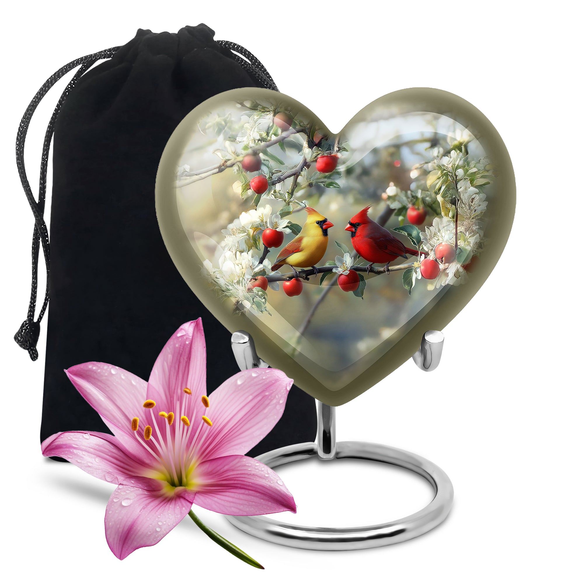 Loved Birds Memorial Urn - Cardinal Bird Cramtion Urn For Couple
