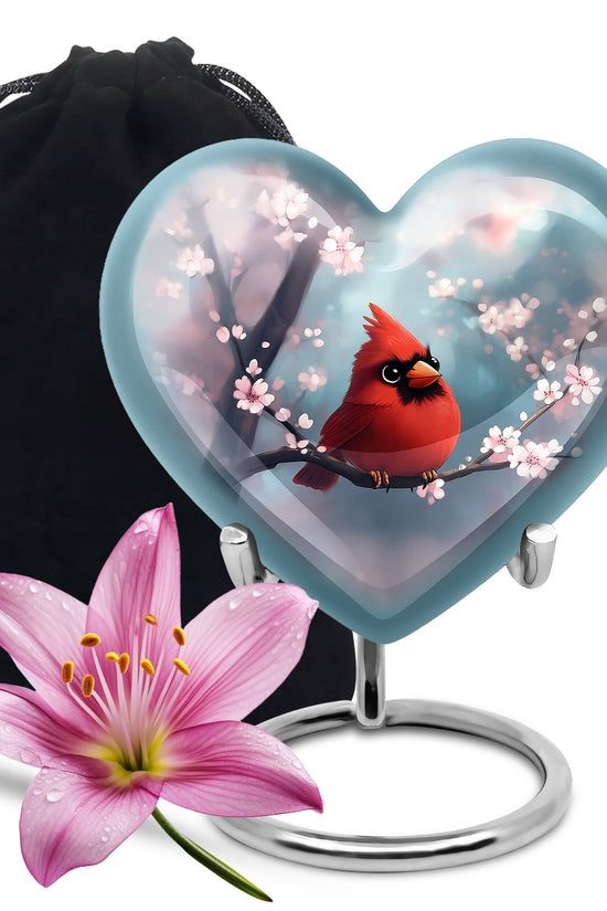 Cartoon Cardinal Bird Urn - Blossom Cremation Urn For Adult Ashes