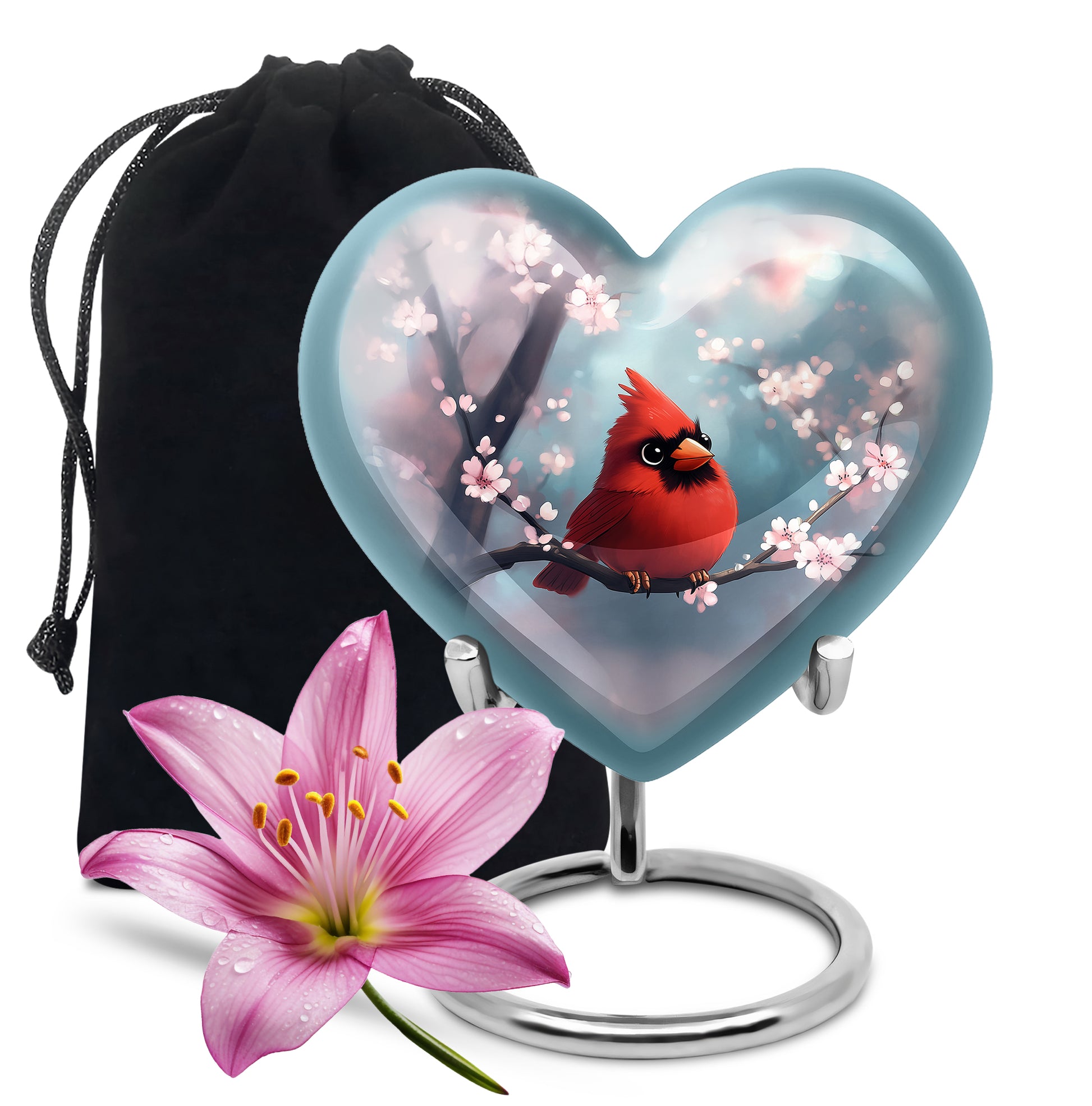 Cartoon Cardinal Bird Urn - Blossom Cremation Urn For Adult Ashes
