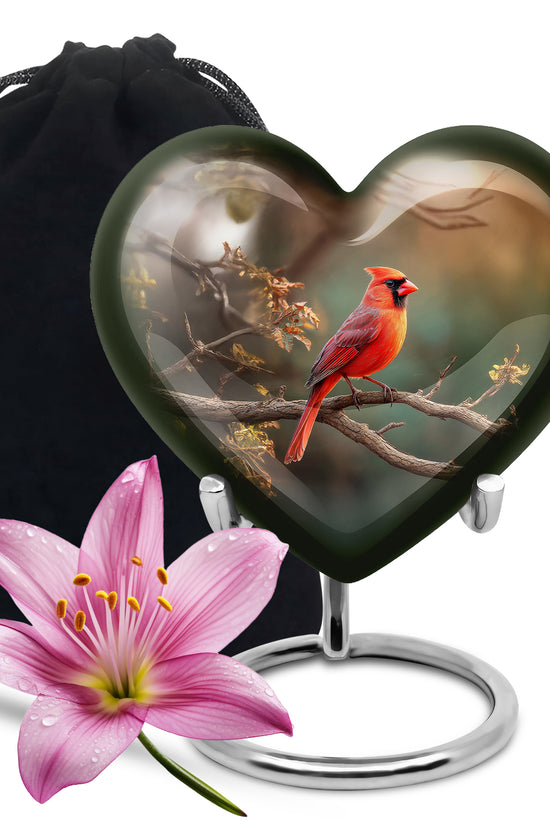 Red Bird Cardinal Funeral Urn - Peaceful Nature Cremation Urn For Ashes