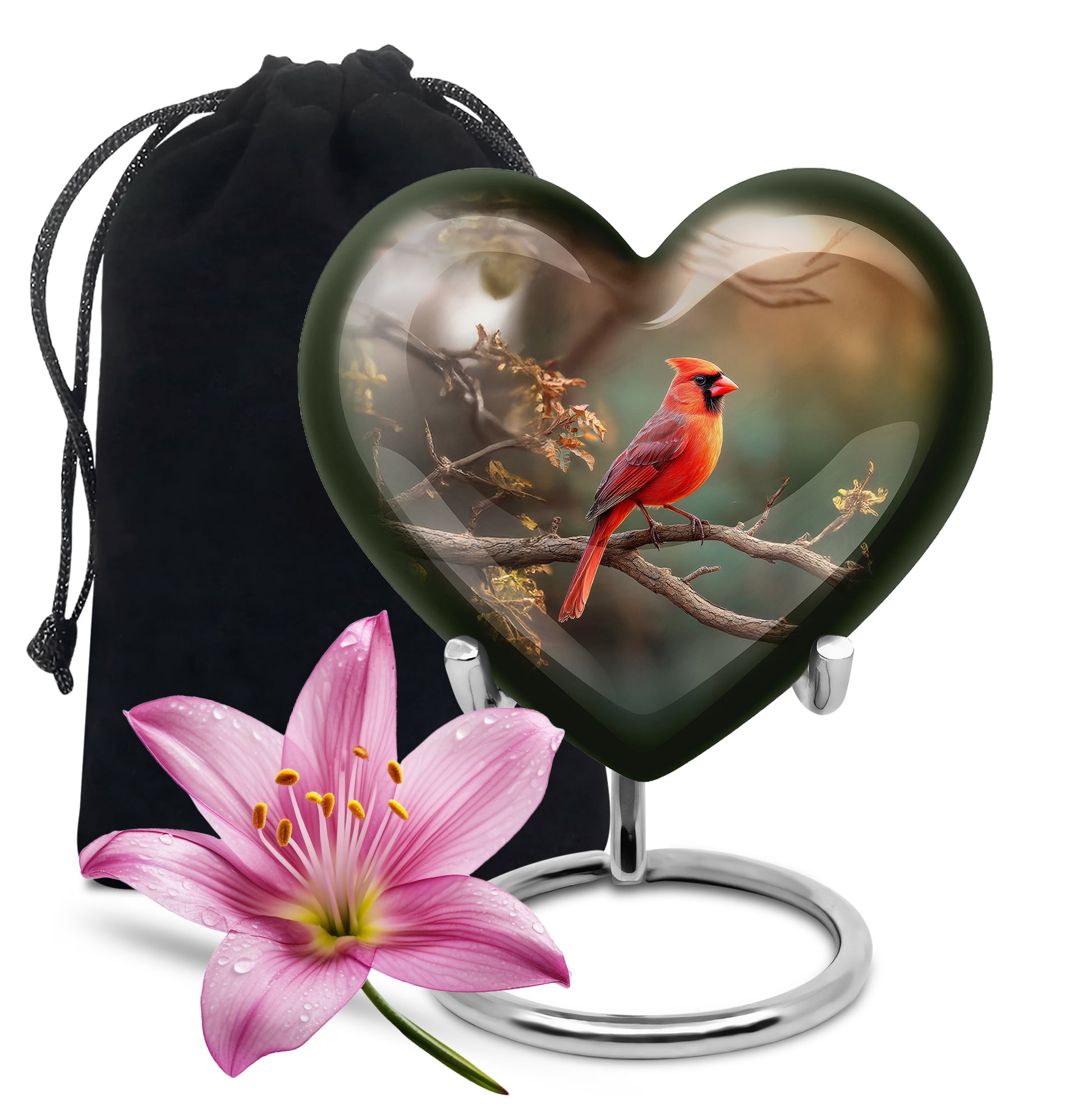 Red Bird Cardinal Funeral Urn - Peaceful Nature Cremation Urn For Ashes