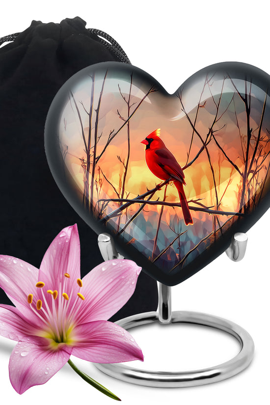 Cardinal Sunset Cremation Urn - Nature Memorial Urn For Human Ashes